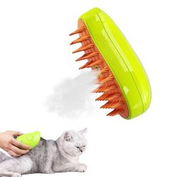 Steamy Cat Brush - 3 in1 kissan höyryävä harja, itsepuhdistuva höyrykissaharja Kaunis keltainen