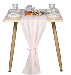 Witdreamer 120 "Bryllup Bord Runners Dusty Soft Chiffon Bryllup Runner Brude Party Decor Lys pink