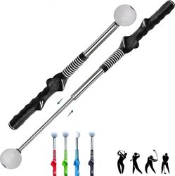 Teleskooppinen, sisäänvedettävä golflyönnin harjoitusapu lämmittelyyn, tempo- ja voimaharjoitteluun kaikille pelaajille, Schwarz