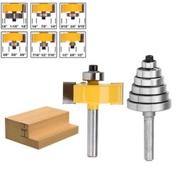 1/4 tommer Shank Rabbeting Router Bit med 6 lejer indstillet til flere dybder 1/8 tommer, 1/4 tommer, 5/1 gulsilver