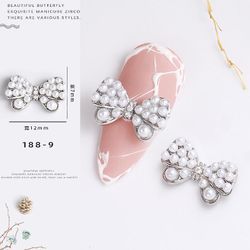 Manicure Zircon Pearl Shell Bow Star-moon Ultra Flash Light Luksus Nail Diamond Patch Sølvfarvet sølv 1889