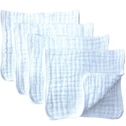 Grape Pp Muslin Burp Klude 4 stk 100% Bomuld 6 Lag