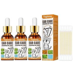 3kpl korvanpuhdistusaine kissoille ja koirille, korvamaito, korvamaitoöljy, korvapunkkien korvatipat, kutinaa estävä, nyökkäys, punkit ja epäpuhtaudet