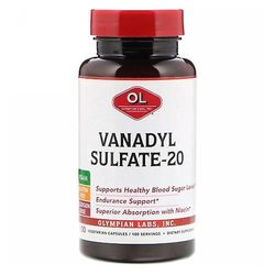 Olympian Labs vanadyylisulfaatti, 20 mg, niasiinilla 100 korkkia (pakkaus 1)