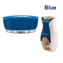 Auto tandpasta Dispenser +5 tandbørste Holder Sæt Væg mount Blå