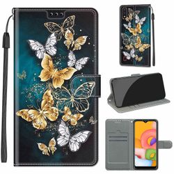 Foxdock Etui til Samsung Galaxy A01 guld og sølv butterfly magnetisk mobildæksel