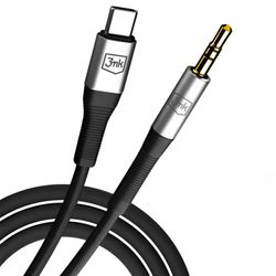 3MK Audiokaapeli USB C - Jack 3.5mm 1m korkealaatuinen ääni, musta