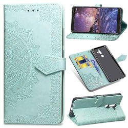 Etui til Nokia 7 Plus Cover Læder Tegnebog Cover Præget Mandala Magnetisk Flip Protection Stødsikker - Grøn