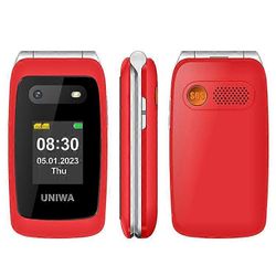 UNIWA V202T 1,77 tuuman 4G erittäin pitkä valmiustila dual-SIM taitettava puhelin Punainen