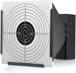Linkrunning Målholder 14 * 14 cm + 100 mål Luftgevær Pelletsfælde Skydemål sort 15*14*19CM