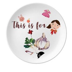 Hvidløg Vegetabilske Velsmagende Sund Akvarel Datter Dessert Plate Dekorative Porcelæn 8 Tommer Dinner Home
