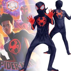 Ochime Spider-man: Across The Spider-verse Movie Cosplay kostym för barn barn, Spiderman Miles Morales jumpsuit Halloween Party Fancy Dress 7-8 Years