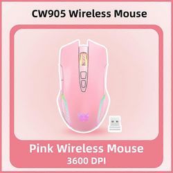 ONIKUMA CW905 2.4GHz langaton hiiri 7 ohjelmointipainiketta Säädettävä 4 tasoa 3600DPI pelihiiret hengittävillä LED-väreillä CW905 langaton vaalean...