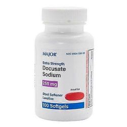 Major Pharmaceuticals Tärkeimmät lääkkeet Docusate natrium, 100 pehmeää geeliä