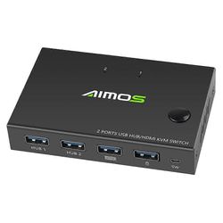 AIMOS AM-KVM201CC 2-porttinen HD KVM -kytkintuki 4K * 2K@30Hz HD KVM -kytkin näppäimistö hiiri USB