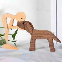Varychmoo Håndlavede træhund indretning skulpturer Håndværk Creative Figur Home Ornament Gave B