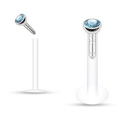 BodyJewelryOnline Push-in labret monroe med tryk passer perle sten 16ga Aqua