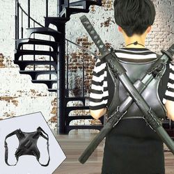 Keskiaikainen miekan kantolaukku kaksinkertainen huotra PU nahkainen samurai cosplay -rekvisiitta takahihna Tyyli B