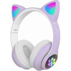 Taitettavat Bluetooth-kuulokkeet, Cat Ear Led Light Up Langattomat lasten kuulokkeet, 10h leikkiaika, Lasten kuulokkeet mikrofonilla korvan yli Kou...