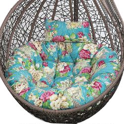 Rottinki-keinutuoli ulkokäyttöön, jossa on suuri tyyny puutarhaan ja patiolle, sisä- tai ulkokäyttöön, riippuva korituoli, väri K