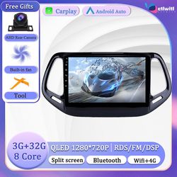 Bicaco Android 13 til Jeep Compass 2017-2019 Touch Screen Navigation GPS Tv Monitor Screen Autoradio Videp Player Radio Multimedia 3G 32G KAMERA