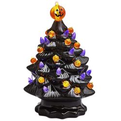 Valaistu keraaminen Halloween-puu pöytälevy Halloween-koristelu Halloween-puu kurpitsavalo