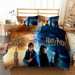 v301 lakanat Brittiläinen Harry Potter painettu vuodevaatteet 3-osainen pussilakana tyynyliina Comforter3-osainen vuodevaatteet (1 pussilakana + 2 ...
