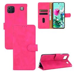 Etui til Lg Q92 5g Cover Premium Læder Med Kortholder Flip Folio Magnetisk Etui Coque - Sort Pink