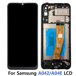 6.5 tuuman LCD-yhteensopiva Samsung A04e LCD A042 LCD -yhteensopiva Samsung A04e A042 Lcd -näytön kosketusdigitointikokoonpano Musta ja kehys