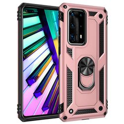 Stødsikker rustning sag for Huawei p40 pro/p40pro + med støttefod all inclusive dække steg guld rpc2662