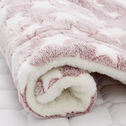 Varychmoo Hvalp Pet Tæppe Kat Hund Madras Kennel Hyggelig Blød Varm kasse Mat Pink stjerne 79 x 60cm