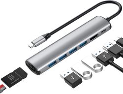 Usb C Hub Macbook Pro Adapter, 7-i-1 bærbar dongle med USB C-opladning