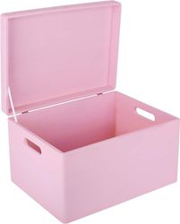 Creative Deco XXL Rosa Förvaringslåda Leksak i Trä | Storlek 40 x 30 x 24 cm | Med lock för dekoration Förvaring 40x30x23.4