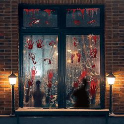 Tianzun Halloween Fönsterdekorationer Zombie Affischer - 3 St Giant Bloody Handprints Zombie Silhouettes, Creepy Window