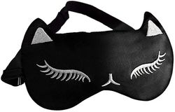 Linkrunning Kat sovemaske, sovende øjenmaske Ultrablød naturlig silke natmaske rejsemaske til mænd kvinder Som vist As shown