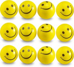 Smile Face -stressipallot (24 kappaleen irtopakkaus) lapsille ja aikuisille, 2 tuuman keltaiset hauskat onnelliset kasvojenpuristuspallot ahdistuks...