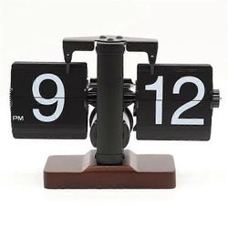 Automaattinen läppäkello Retro yksinkertainen kotipöytäkello yhden jalan ruostumattomasta teräksestä valmistettu kvartsiliike läppäkello pähkinä ne...