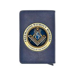 Bricks Masons Kompas og firkantet g frimurerisk tegnebog og kreditkortholder (4 farver) Blå