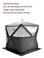 Con ulkona 3-4 hengen 4 kauden retkeilysaunateltta paksunnettu automaattinen talvipilkkiteltta ikkuna / savupiipun reikä auto kannettava Sauna musta