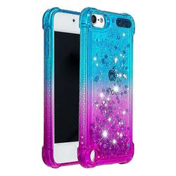 Kirkas puskuri ja kiiltävä kristalli virtaava kimalteleva liikkuva kansi iPod Touch 7/6/5 - Yhteensopiva kotelo nestemäisellä glitterillä ja hauska...