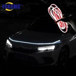 Muggys Super lyse LED bil panseret dagtid kjører lys stripe skanning belysning dekorasjon auto ambient neonlampe atmosfære bakgrunnsbelysning 12v