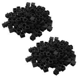 200kpl muoviset neliömäiset putkiosat Pään tyhjennyskorkit 20mm x 20mm musta