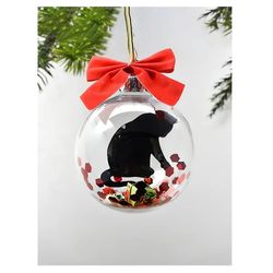 Bestdaily Plast Christmas Ball dekorasjoner Funny Clear Baubles Sphere Xmas Tree hengende ornamenter Svart katt