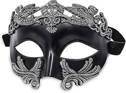Maskerademaske for menn - gresk romersk venetiansk maske Mardi Gras Mask Svart