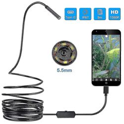 Teslong USB-endoskop med 5.5mm borescope inspeksjonskamera for Android, Windows og Macbook - 5m / 16.4ft kabellengde og 6 led-lys for klart bilde