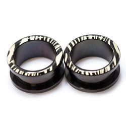 BodyJewelryOnline Par sorte titanium zebra striber ørepropper - 0 gauge til 1 tomme 18mm - 3/4 inch