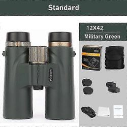 12x42 kiikarit ammattimainen HD-teleskooppi tehokas pitkän kantaman BAK4-prisma metsästykseen, ulkoiluun, ED-linssi IPX7 vedenpitävä Vihreä standardi