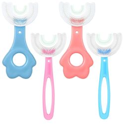 AIR 4 Pack Kids U Formet tandbørste med silikone børste hoved friske farver B 4pcs