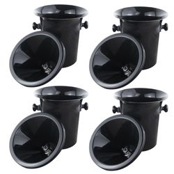 4x Wine Dump Black Plastic Wine Spittoon - vakiokoko mustalla suppilo-samppanjakauhalla Musta