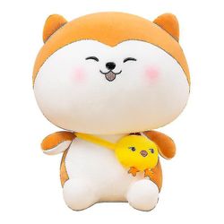 Shiba Inu Mantou Doll plysj toy sovepute, 1 stk, gul + hvit Zinuo Boutique